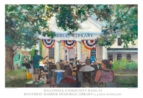 Boothbay Harbor Memorial Library Poster featuring the Hallowell Community Band