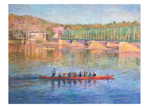 Dragon Boat & Rower at New Hope - Lambertville Bridge