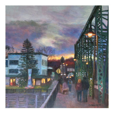 Sunset on the Bridge Oil Painting