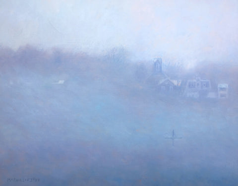 New Hope Fog with Paddle Boarder Oil Painting