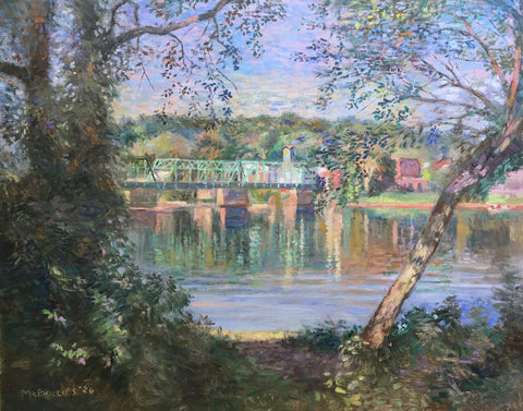 Lambertville View to New Hope Oil Painting