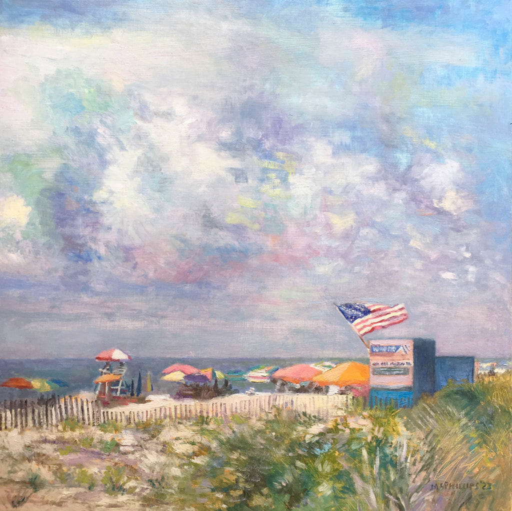 4th of July at the Beach Oil Painting