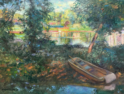 View from Lewis Island, Lambertville Oil Painting