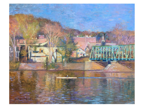 Spring Rower, Lambertville Oil Painting