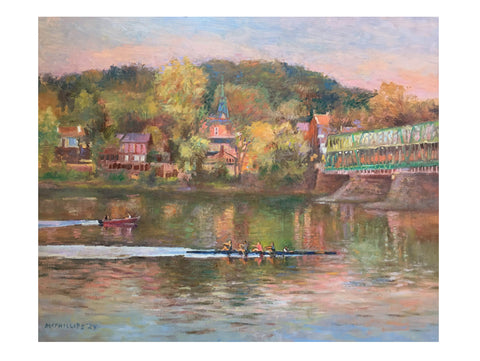 Evening Rowing on the Delaware Oil Painting