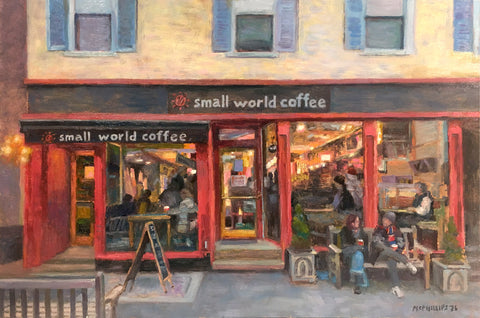 Small World Coffee Oil Painting