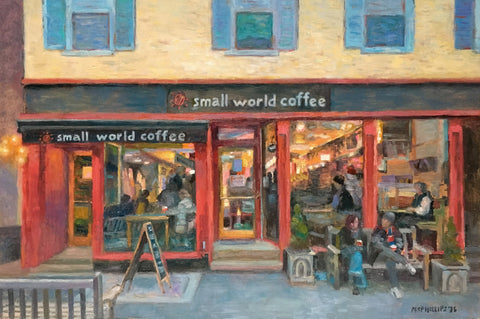 Princeton's Small World Coffee Oil Painting