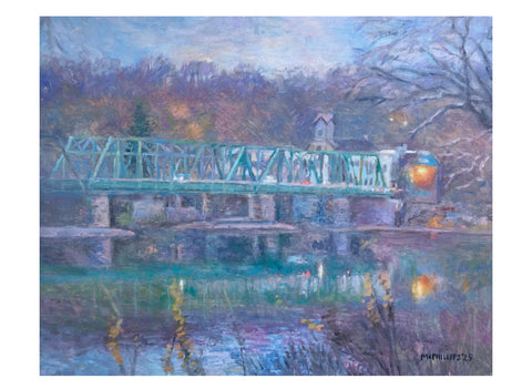 Winter Bridge Oil Painting