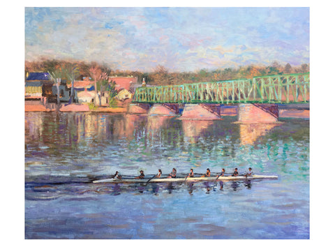 Rowers by the New Hope-Lambertville Bridge