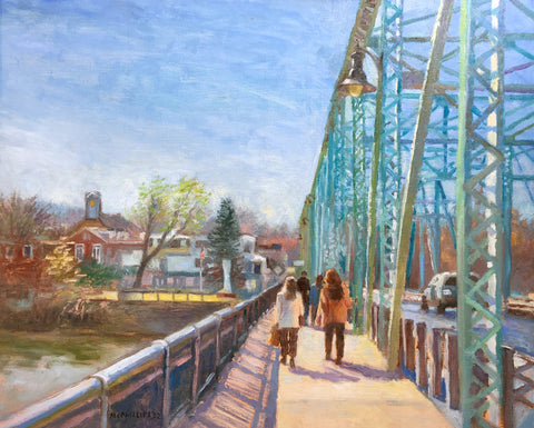 New Hope-Lambertville Bridge, Spring Oil Painting