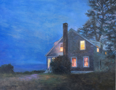 Maine House, Dusk Oil Painting by James McPhillips