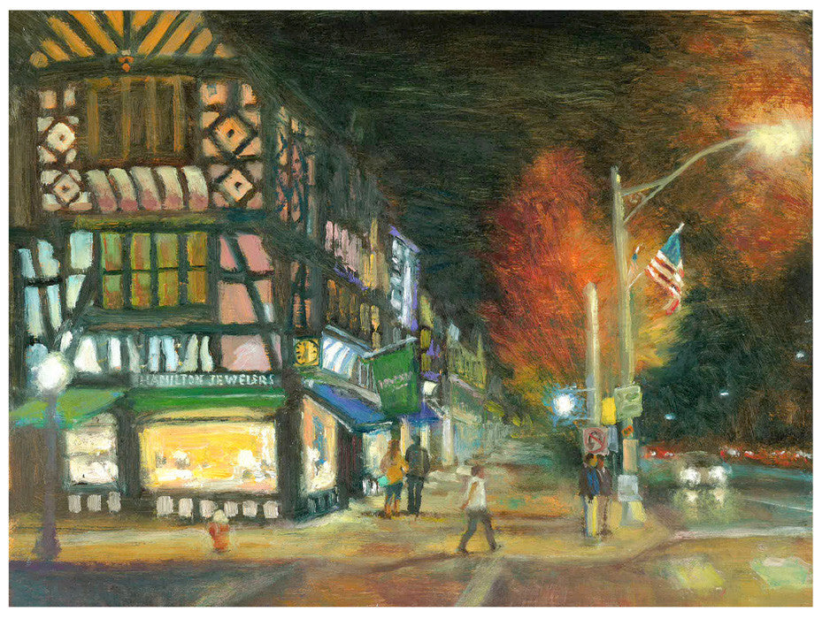 Signed "Nassau St. at Night" giclee print by James McPhillips