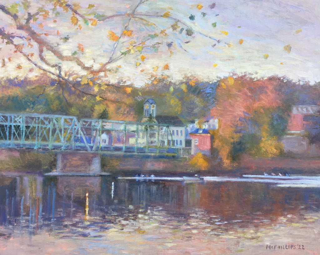Rowing on the Delaware, Autumn... Oil Painting