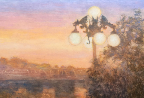 Lambertville Station Lamps Oil Painting by James McPhillips