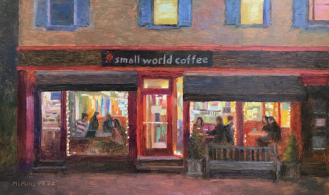 Small World Coffee Oil Painting