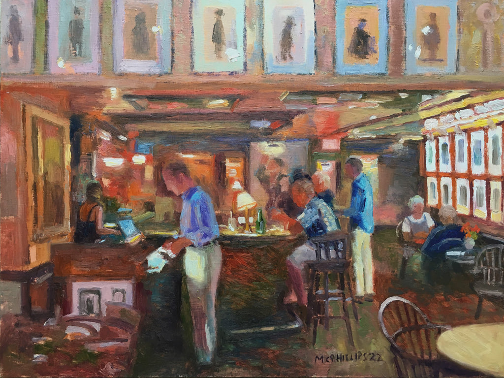 Swan Bar Interior Oil Painting